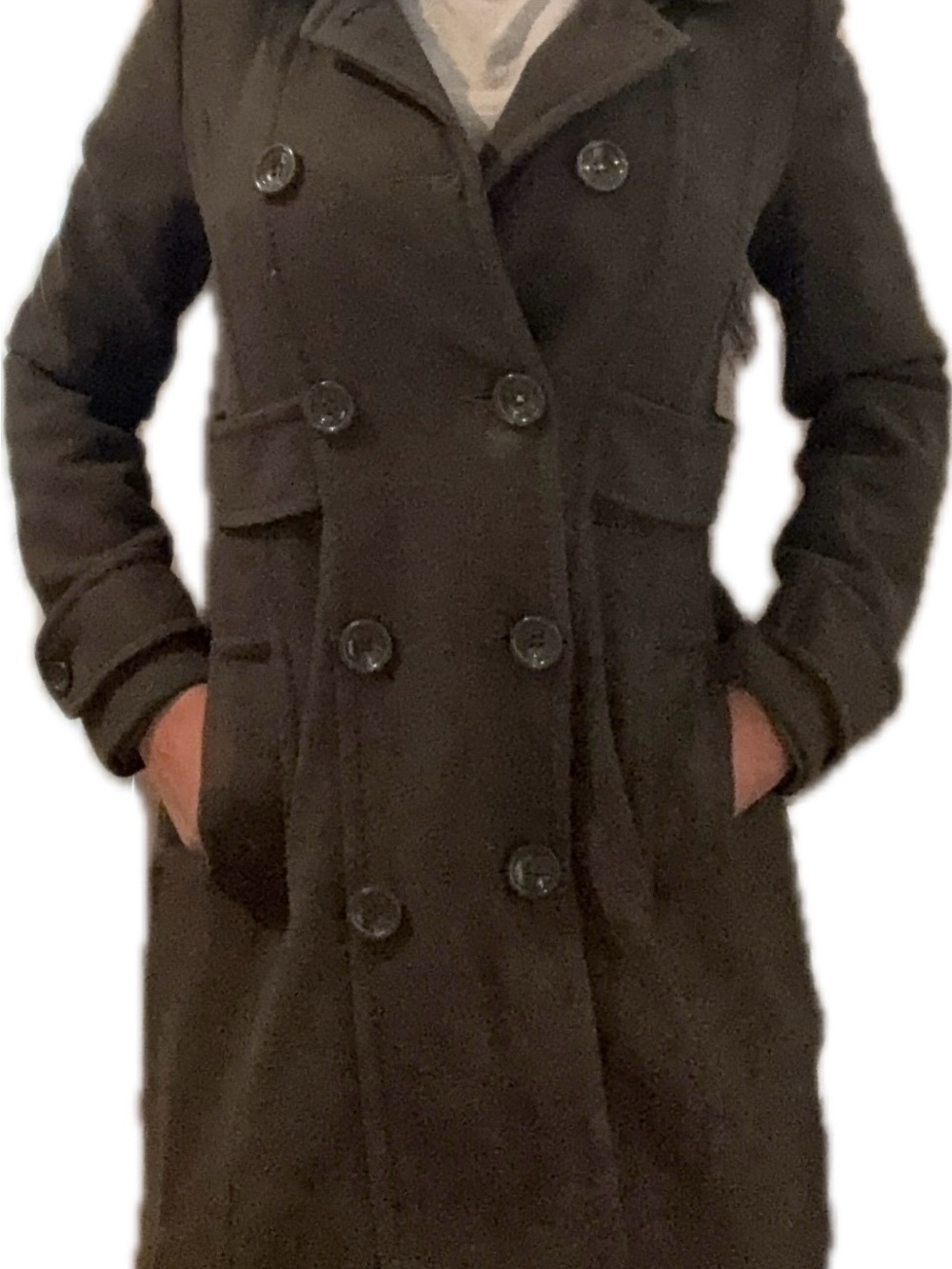 H&M Peacoat double-Breasted Wool Coat in Olive green
